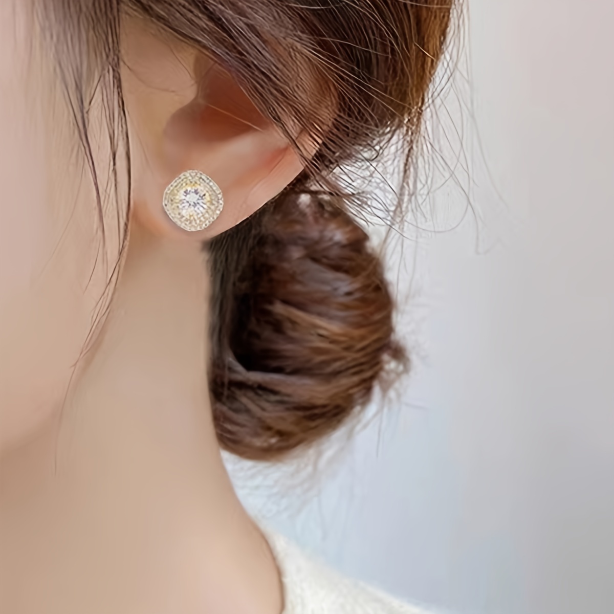 Square Copper Zircon Earrings For Wedding Parties Dating